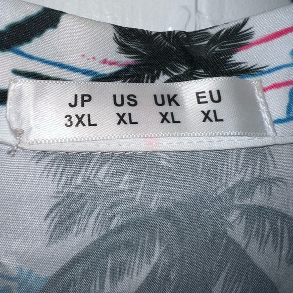 Blue, white and pink palm tree button down shirt - Picture 4 of 5